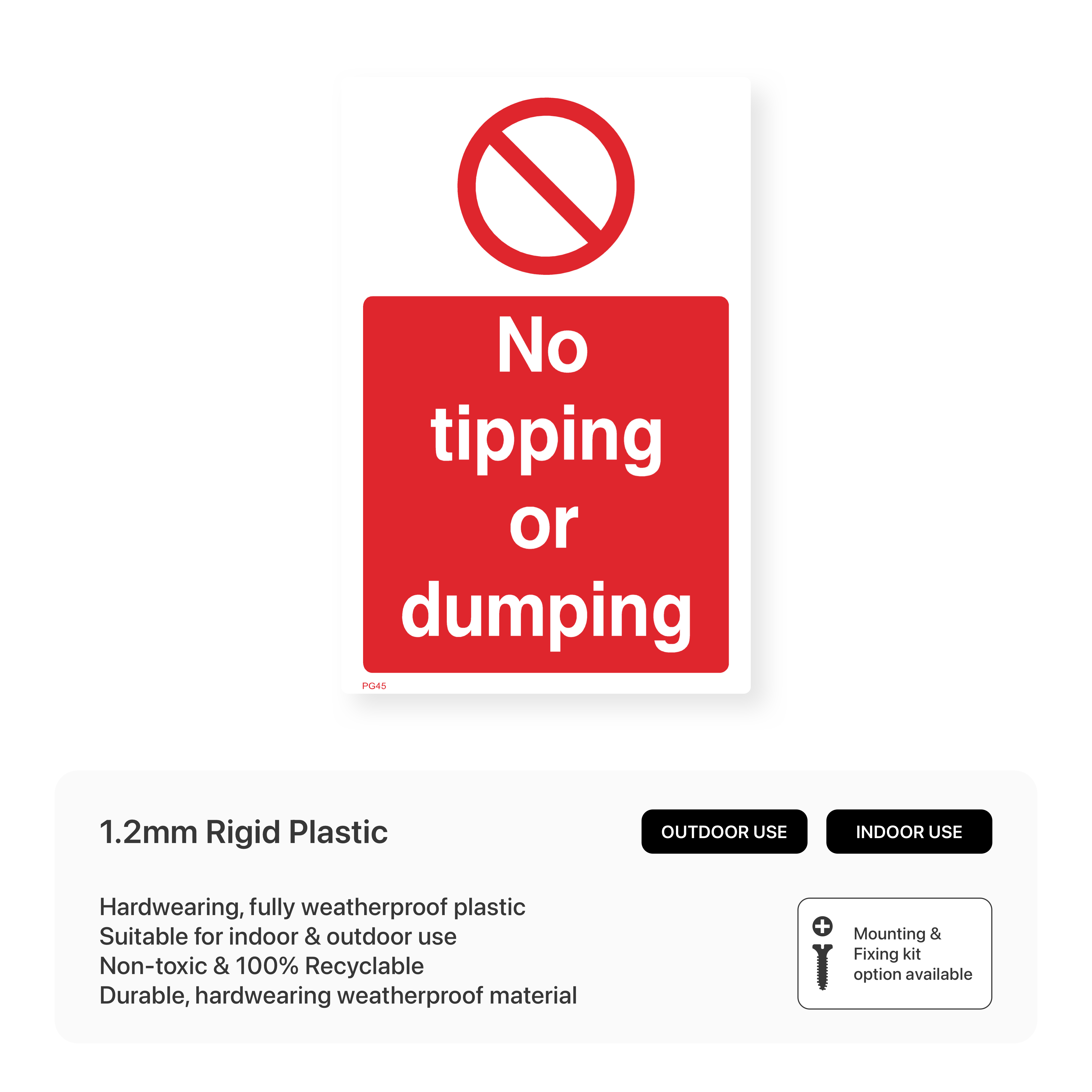 No Tipping or Dumping Sign (Portrait) – Safety Signs & Stickers