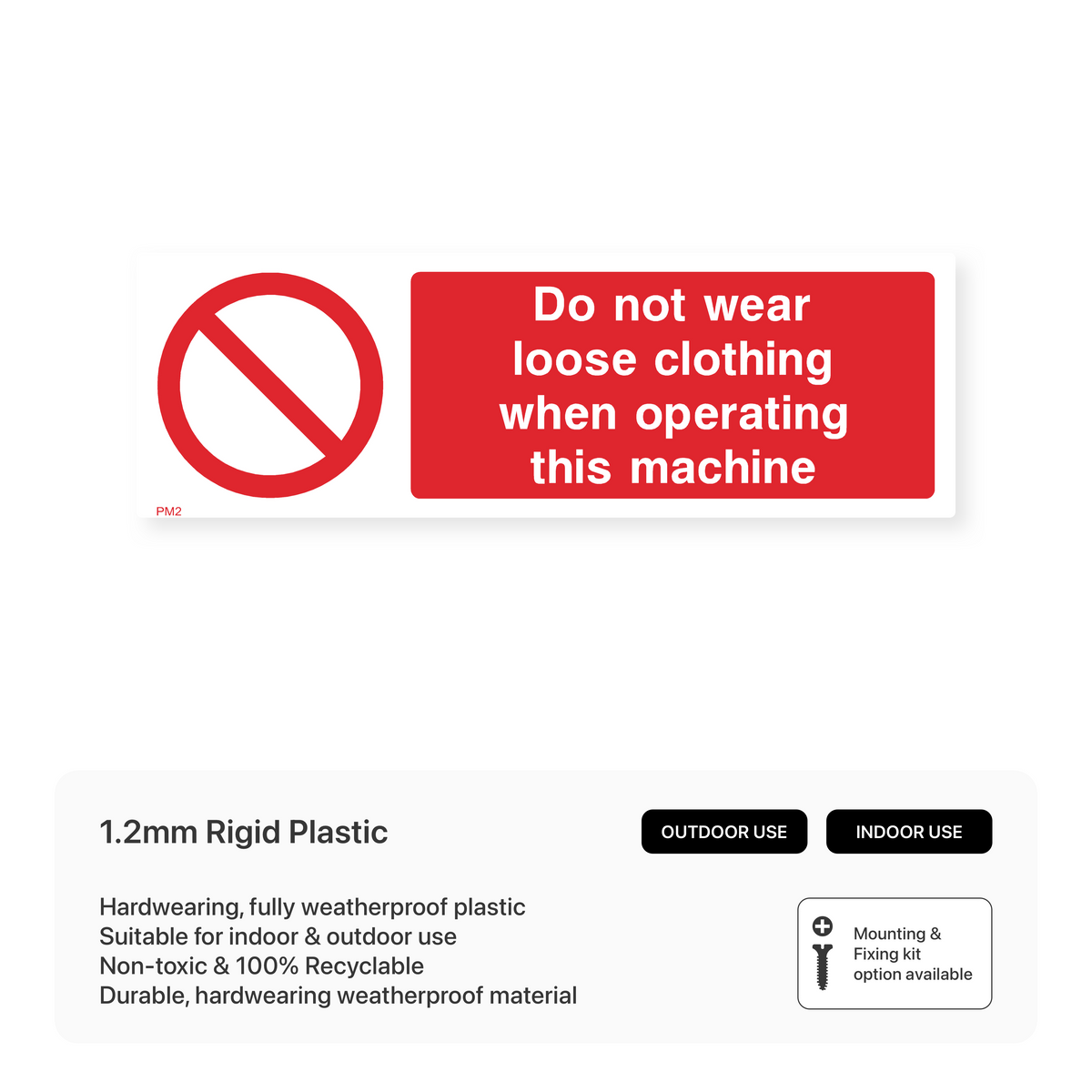 Do Not Pull String Sign Machinery Safety Sign: No Loose Clothing – Safety Signs & Stickers