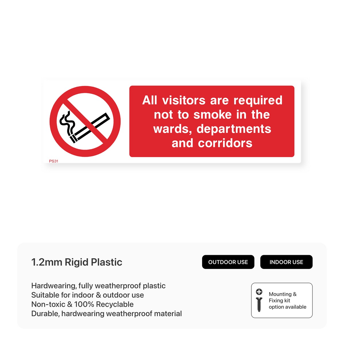Sticker For Not Split No Smoking in Hospital - Safety Sign – Safety Signs & Stickers