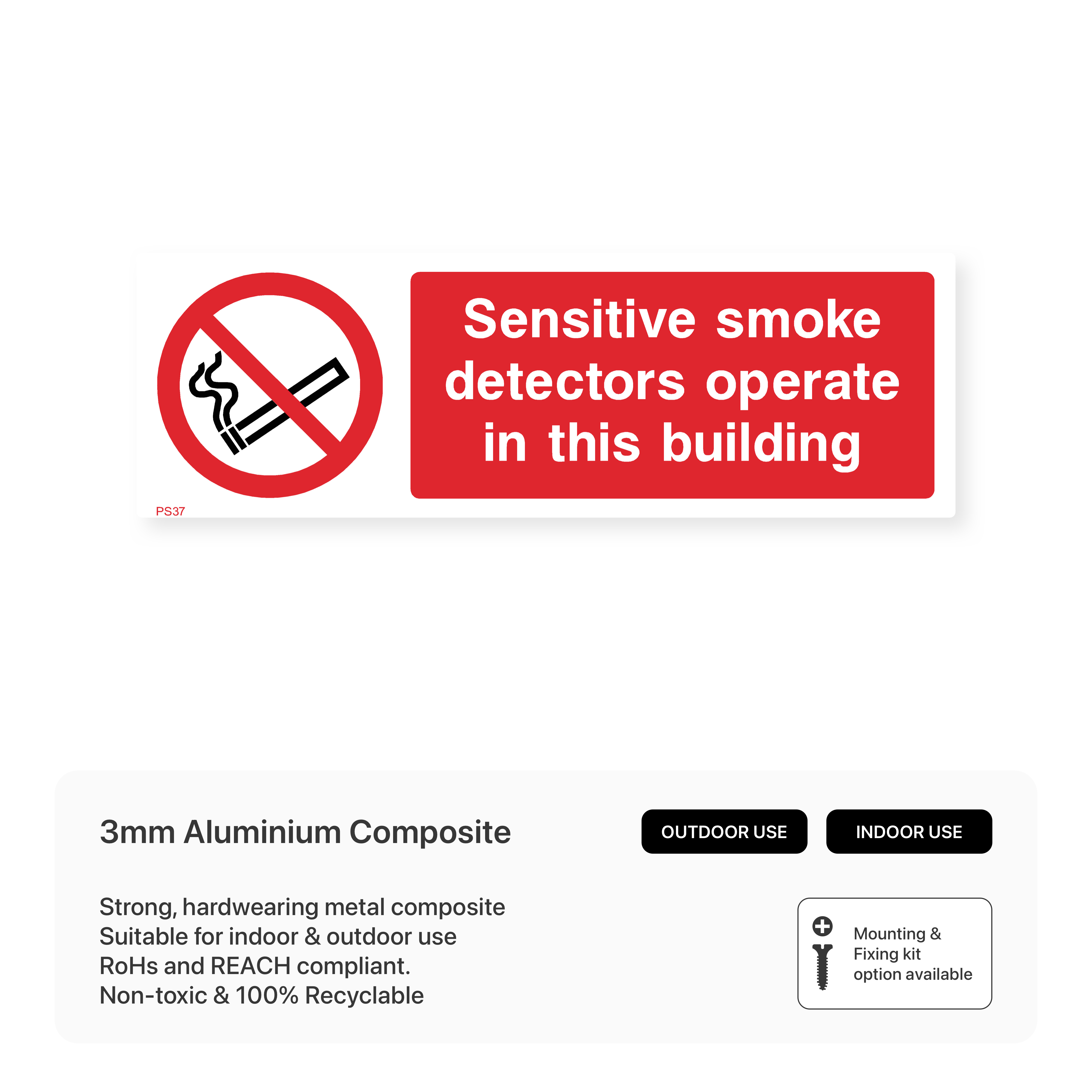 Sensitive Smoke Detectors in Operation - Safety Sign – Safety Signs ...