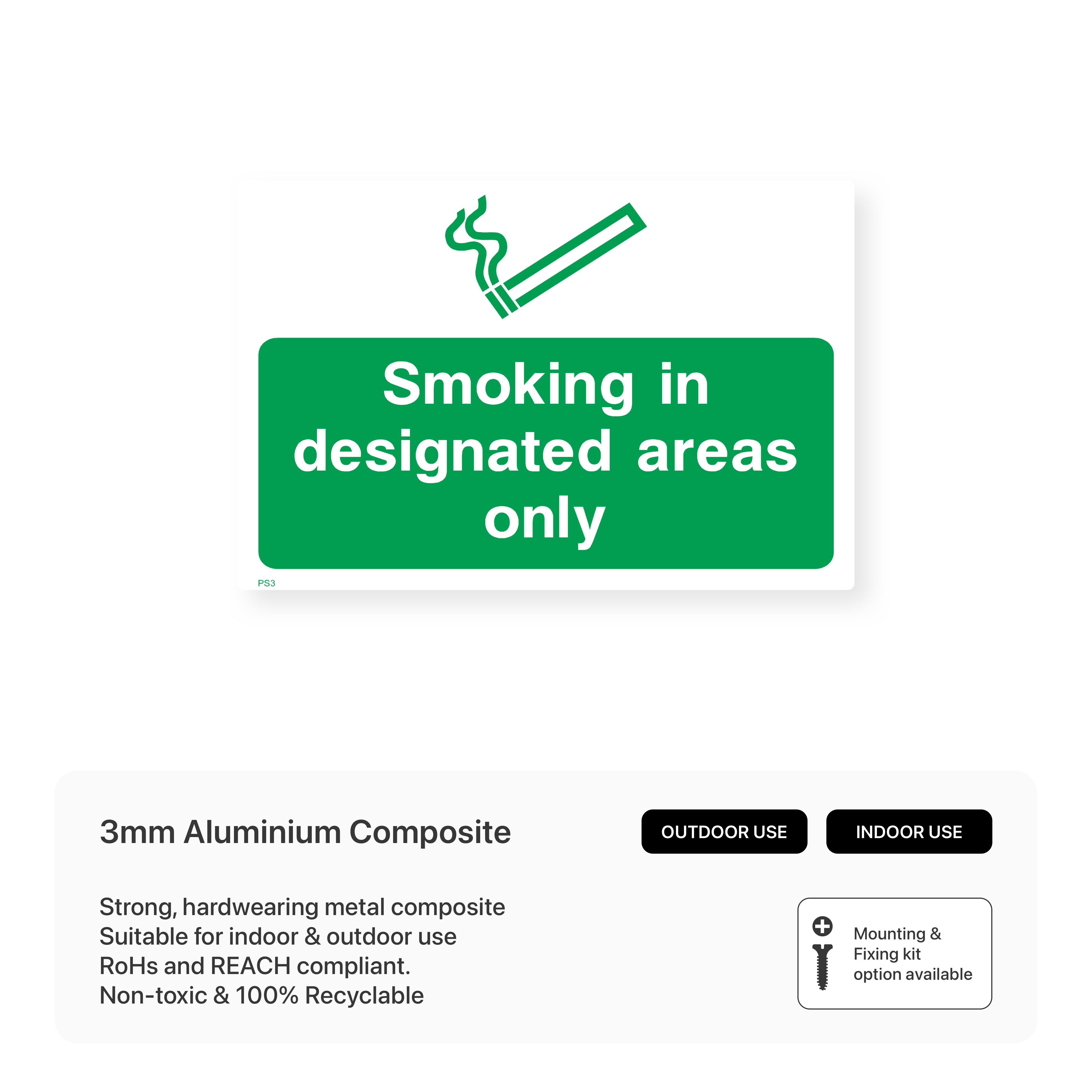 Smoking Allowed in Designated Areas Only Sign – Safety Signs & Stickers