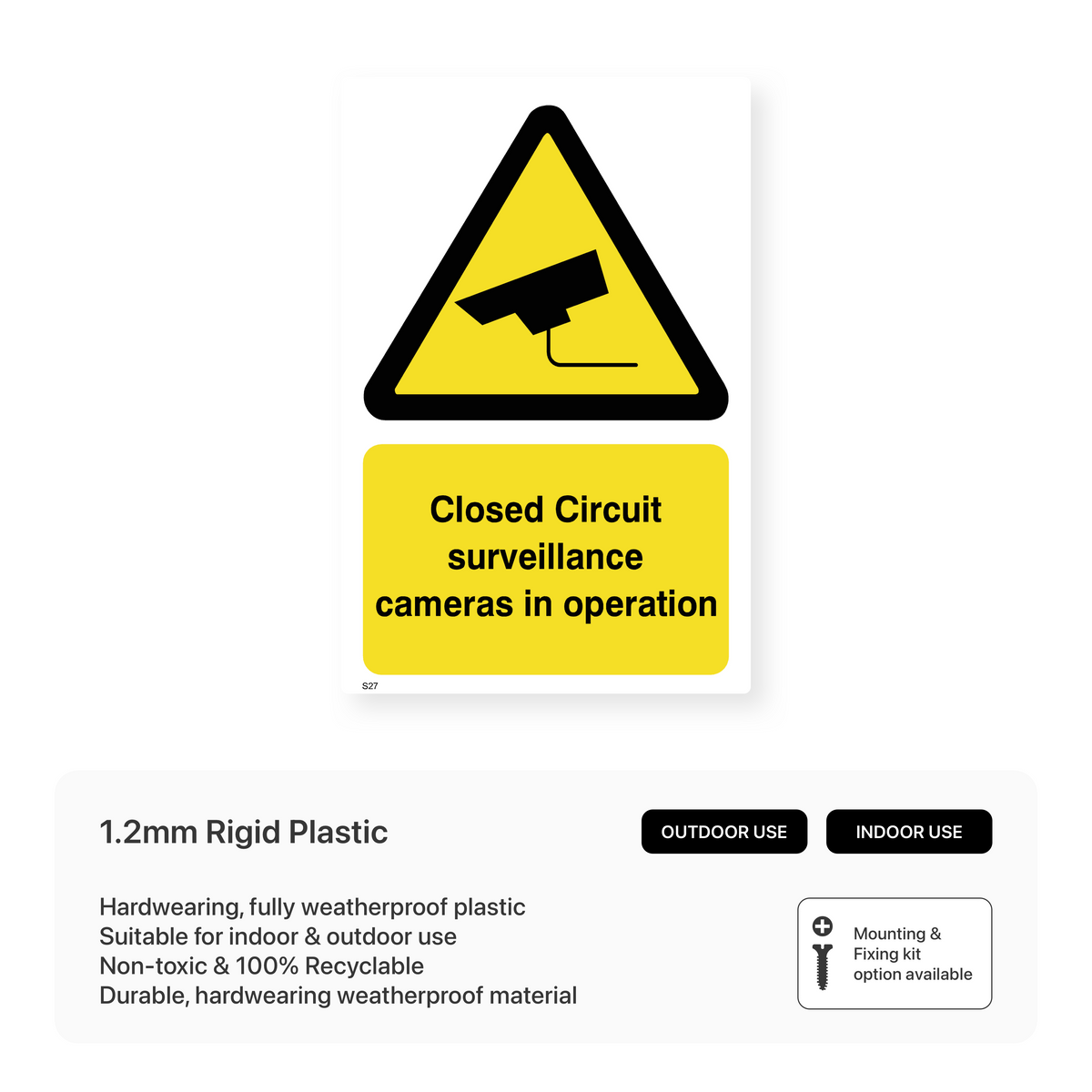 CCTV Warning Stickers Decals (Pack Of 4) - 300mm X 100mm, Vinyl, Indoor/Outdoor Use