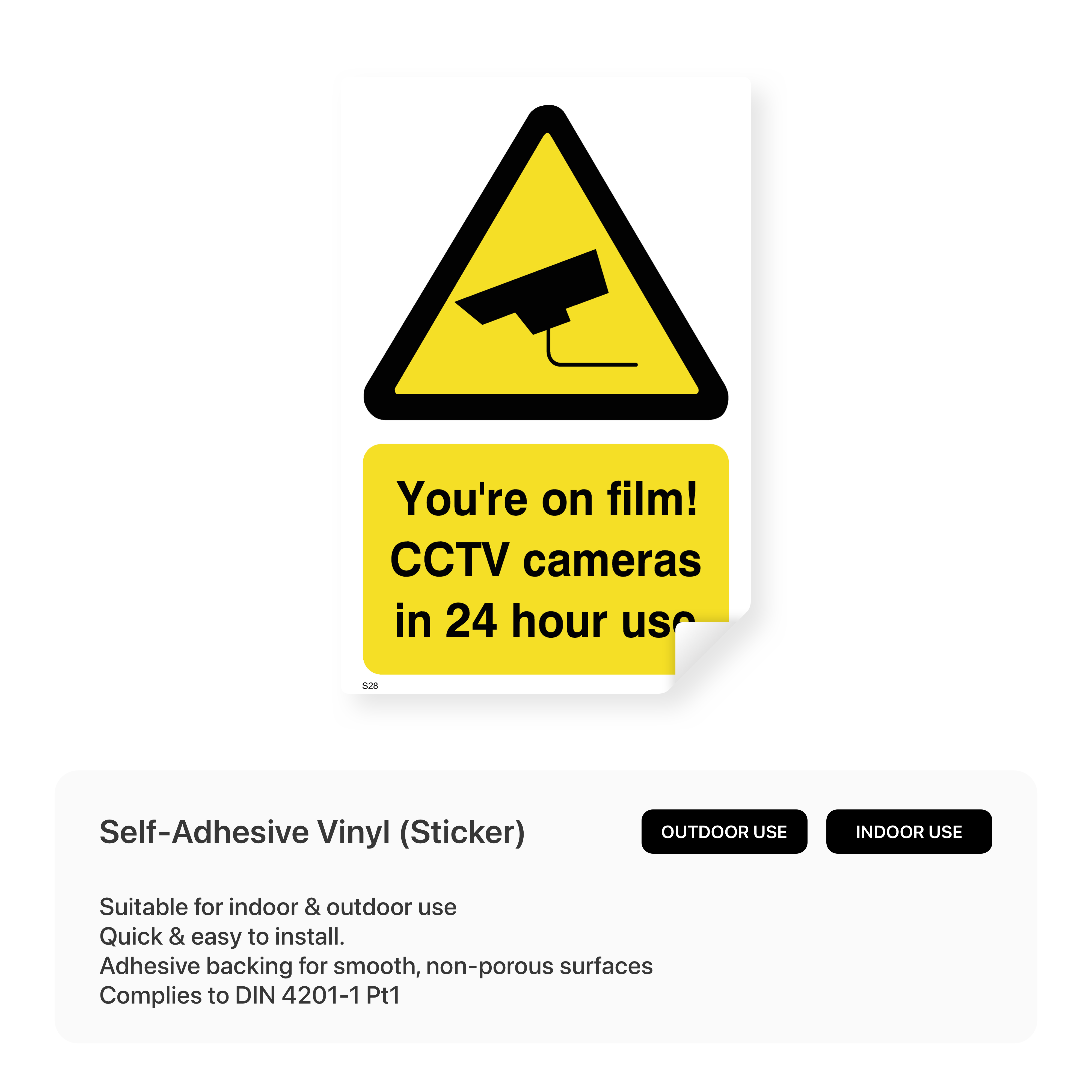 Adesivo Finestra VSafety – 24 Hour CCTV In Operation, 150x200 Mm, Omologato EN ISO 7010