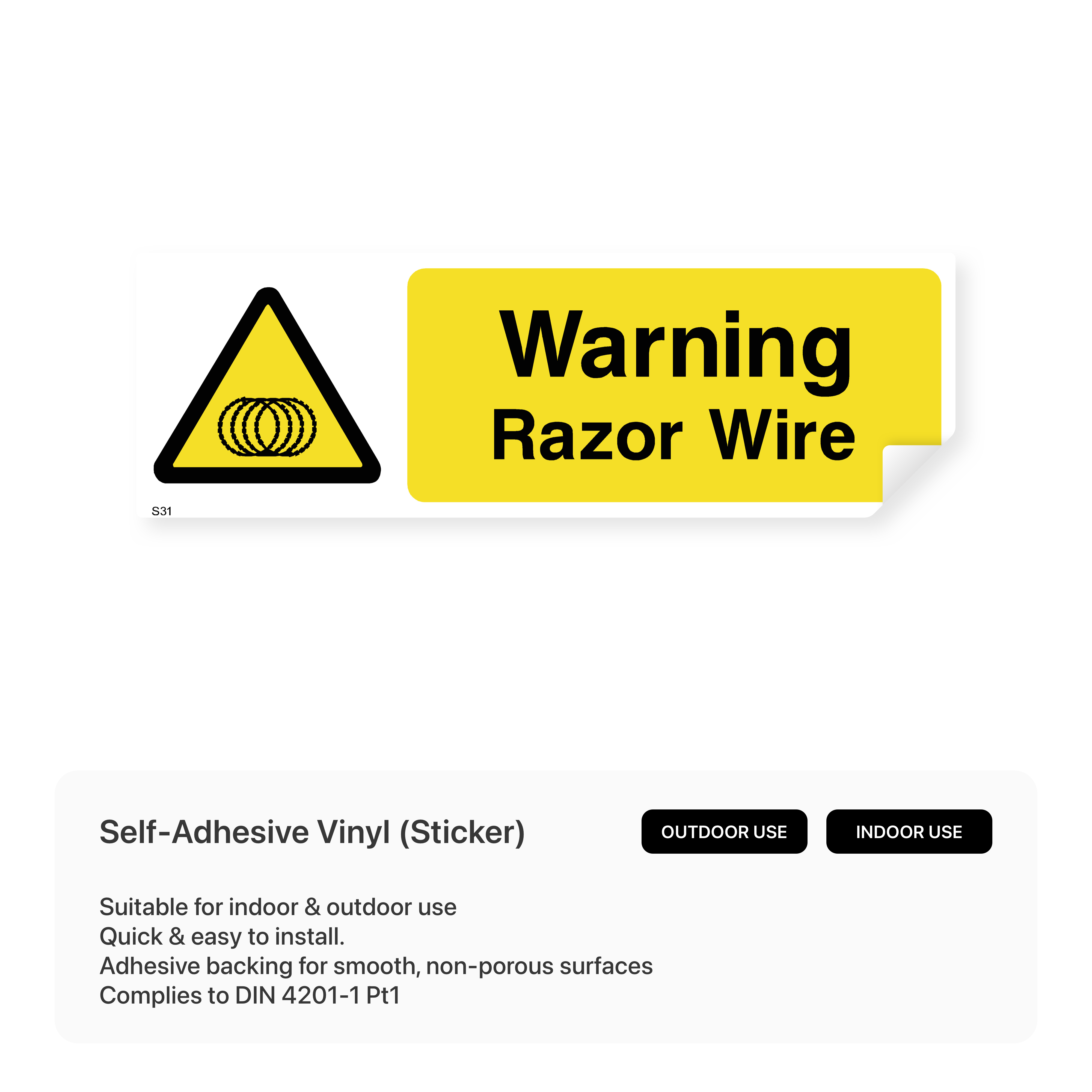 Warning Razor Wire Sign – Safety Signs & Stickers