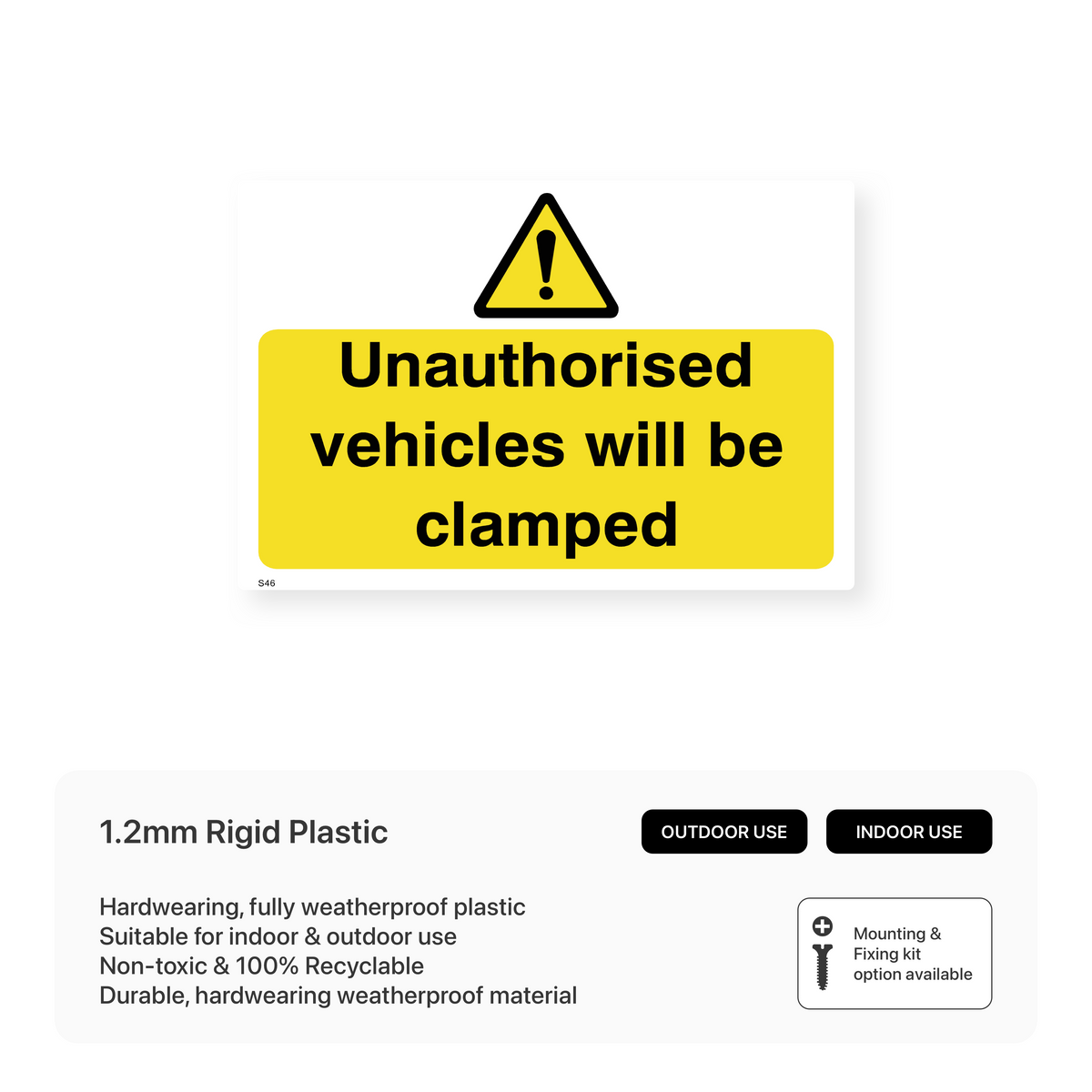 Unauthorised Sticker Unauthorised Vehicles Will Be Clamped Sign – Safety Signs & Stickers