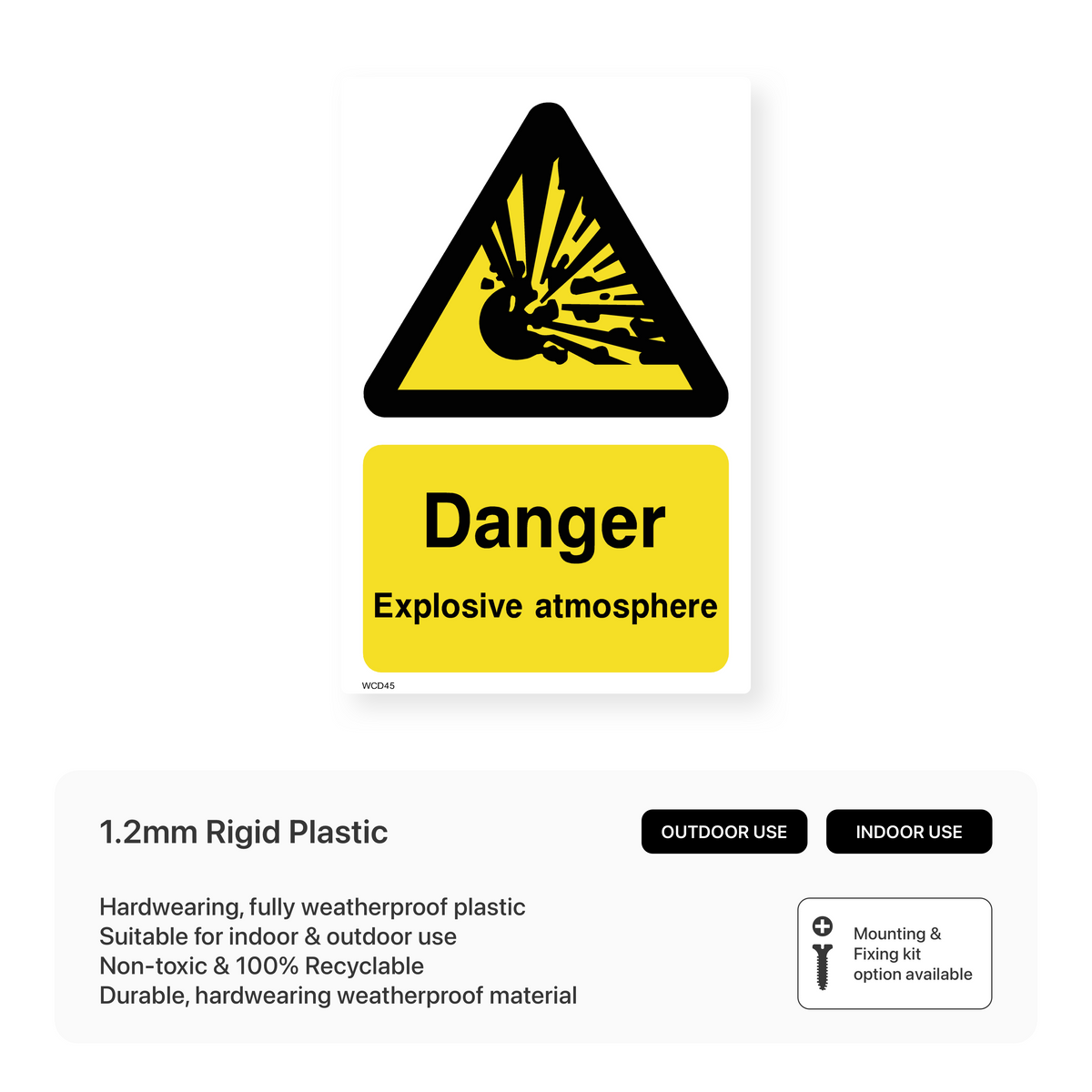 Warning Explosive Sticker Danger Explosive Atmosphere Sign – Safety Signs & Stickers