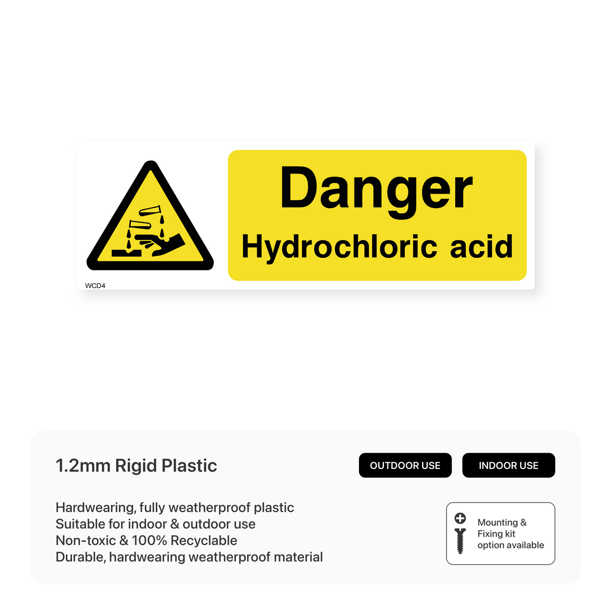 Chb Sticker Danger Hydrochloric Acid Sign – Safety Signs & Stickers