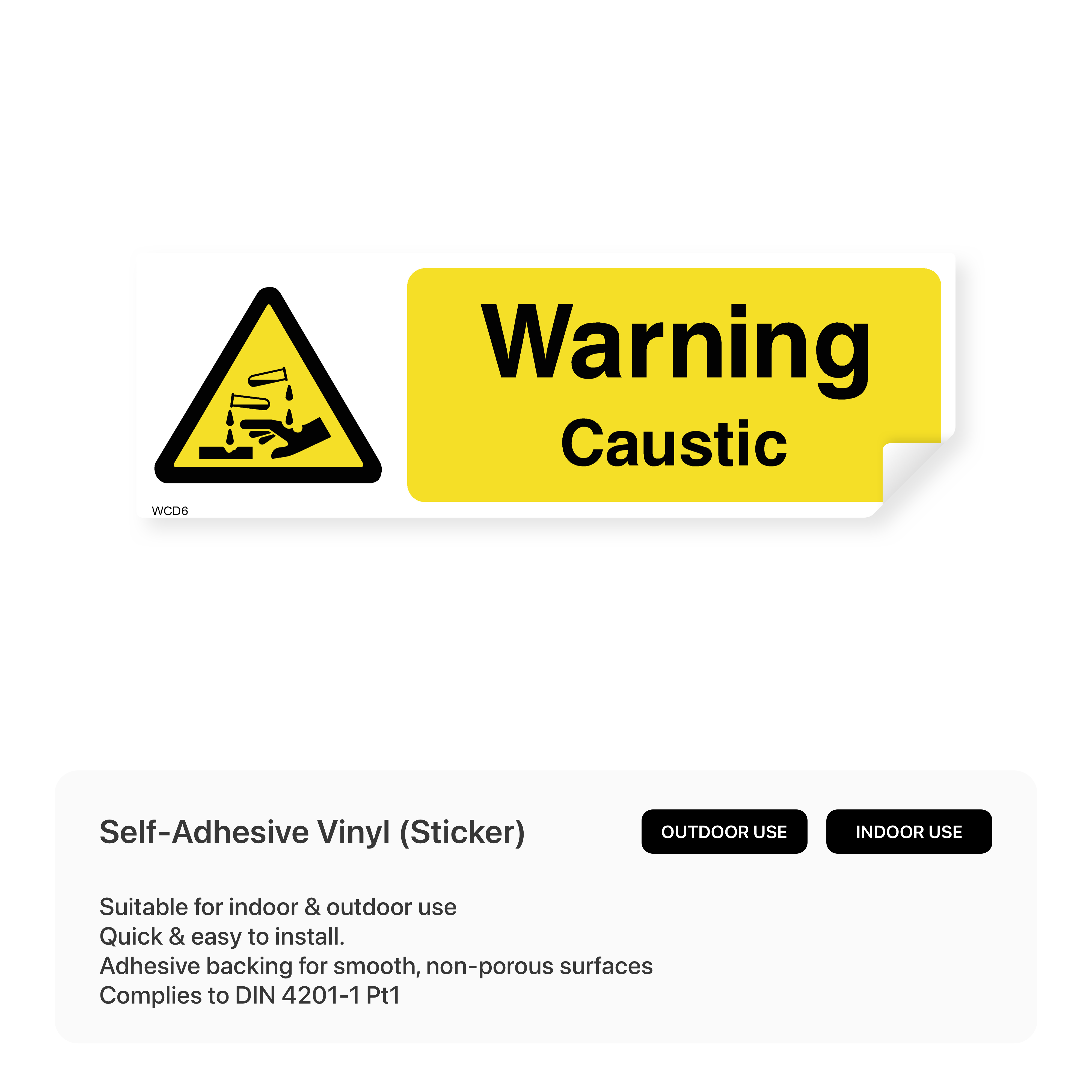 Warning Caustic Sign – Safety Signs & Stickers