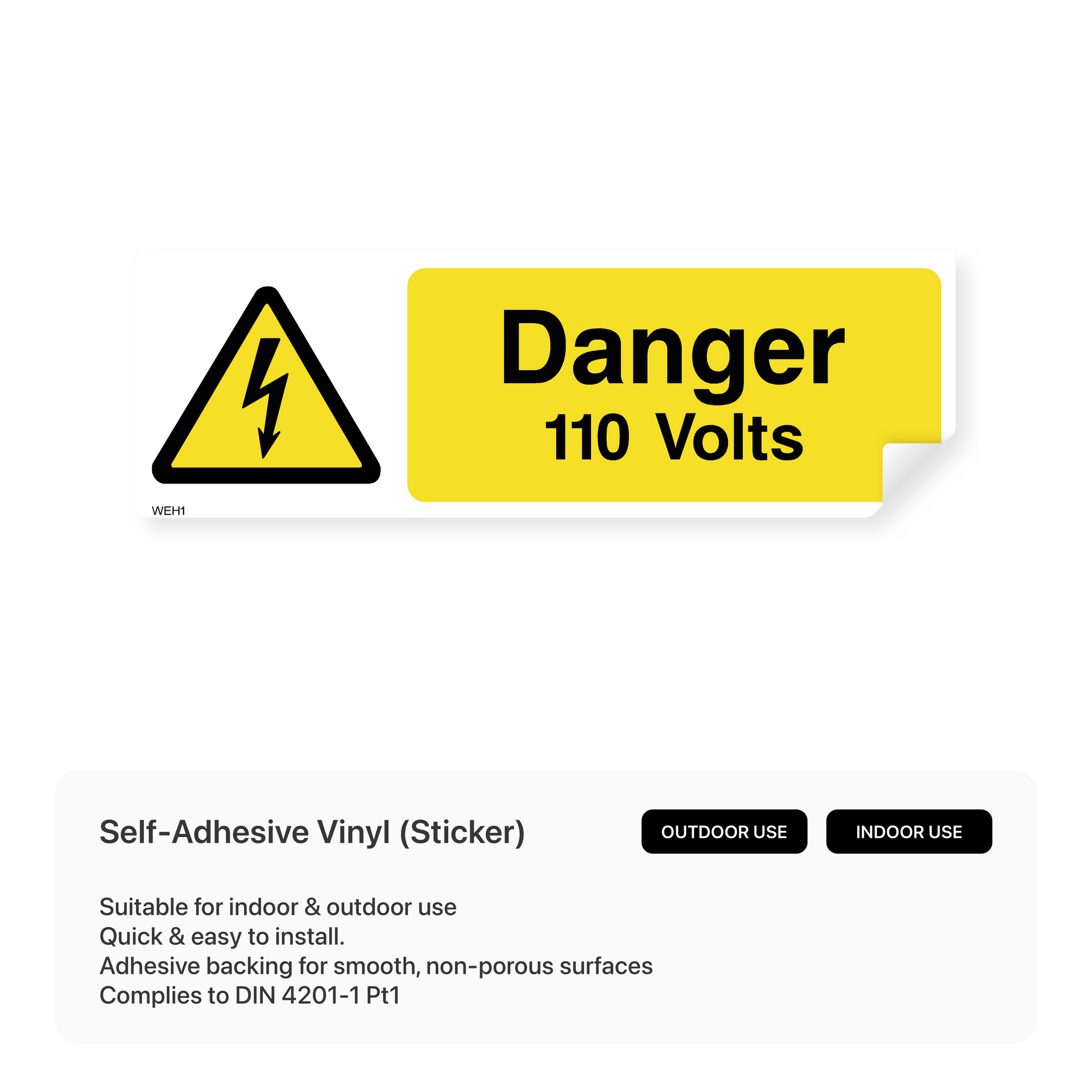 Danger 110 Volts Sign – Safety Signs & Stickers