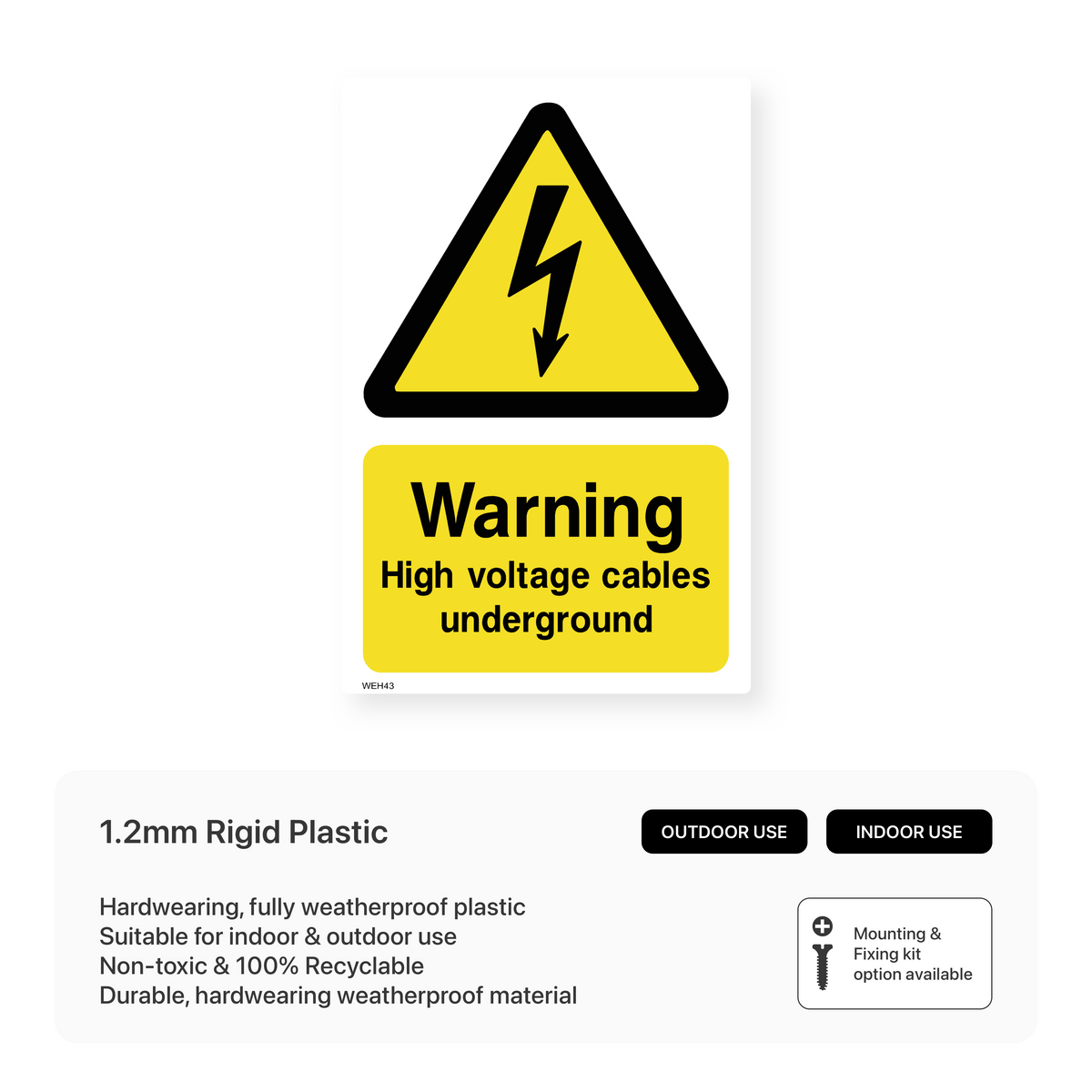 Micro Cable Sign Warning High Voltage Cables Underground Sign – Safety Signs & Stickers