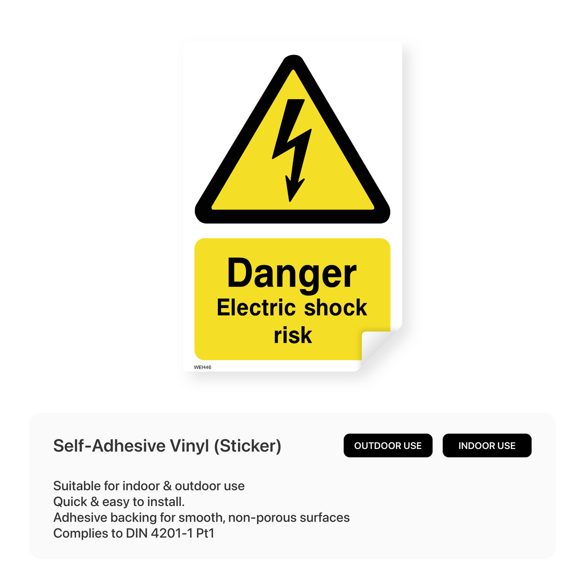 Stati Shock Risk Sign Danger Electric Shock Risk Sign – Safety Signs & Stickers
