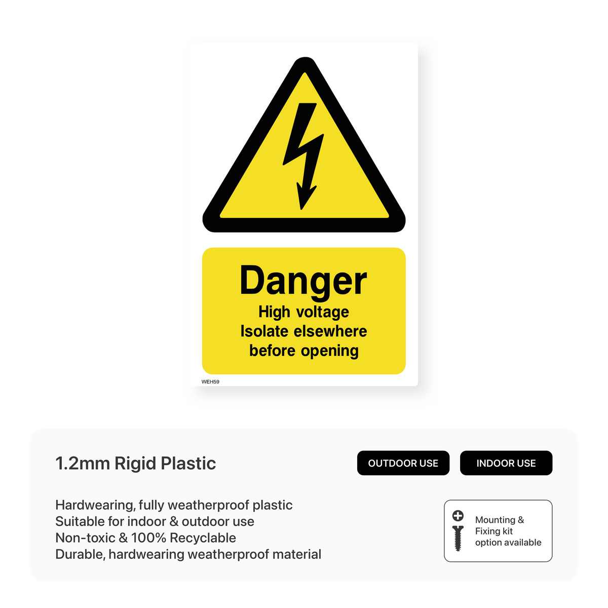 Elsewhere Sign Post Danger High Voltage Isolate Elsewhere Before Opening Sign – Safety ...