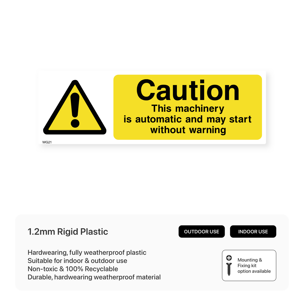 Machines Working Sign Automatic Machinery Warning Sign - Workplace Safety – Safety Signs ...