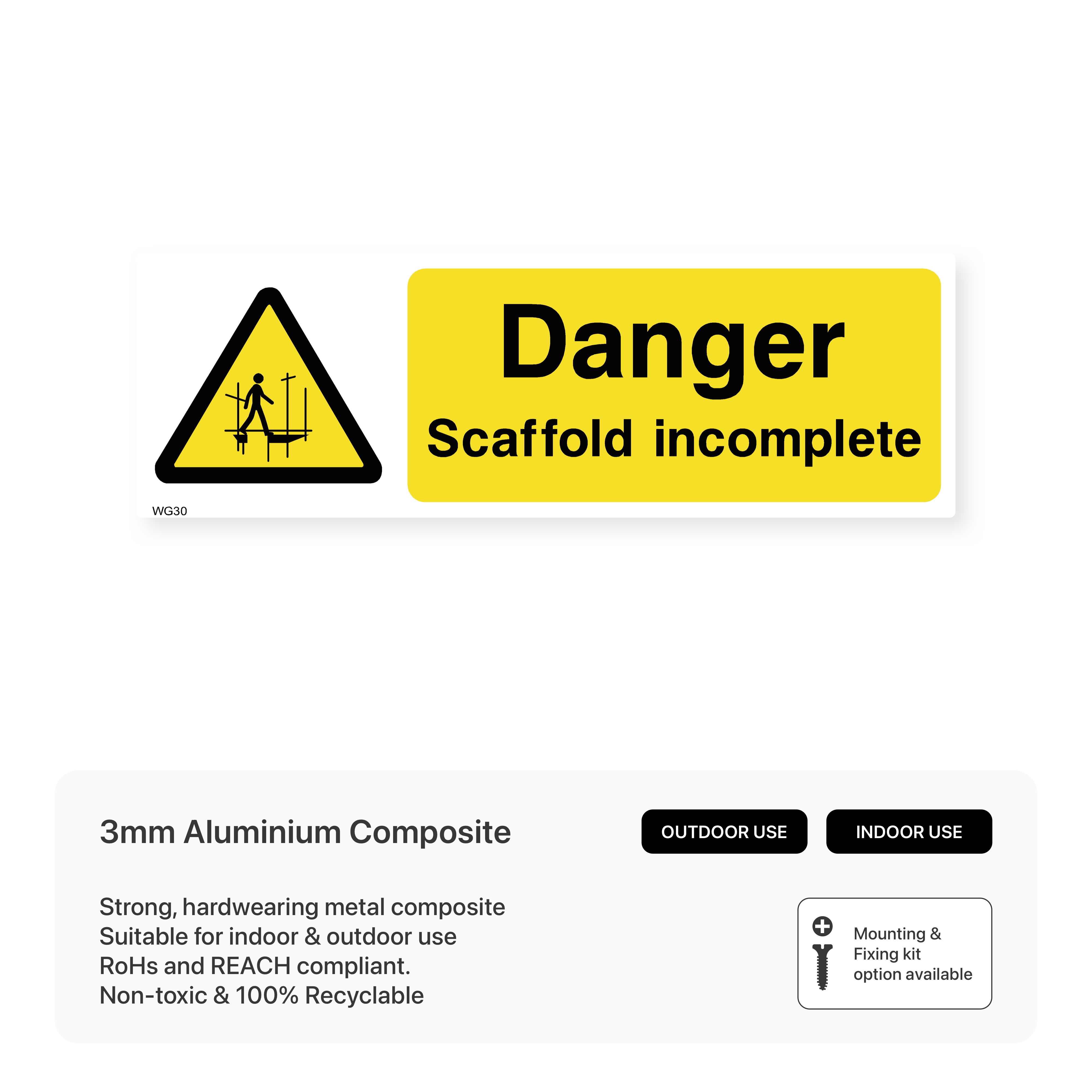 Scafold Incomplete Sign Scaffold Safety Sign - Danger Incomplete – Safety Signs & Stickers