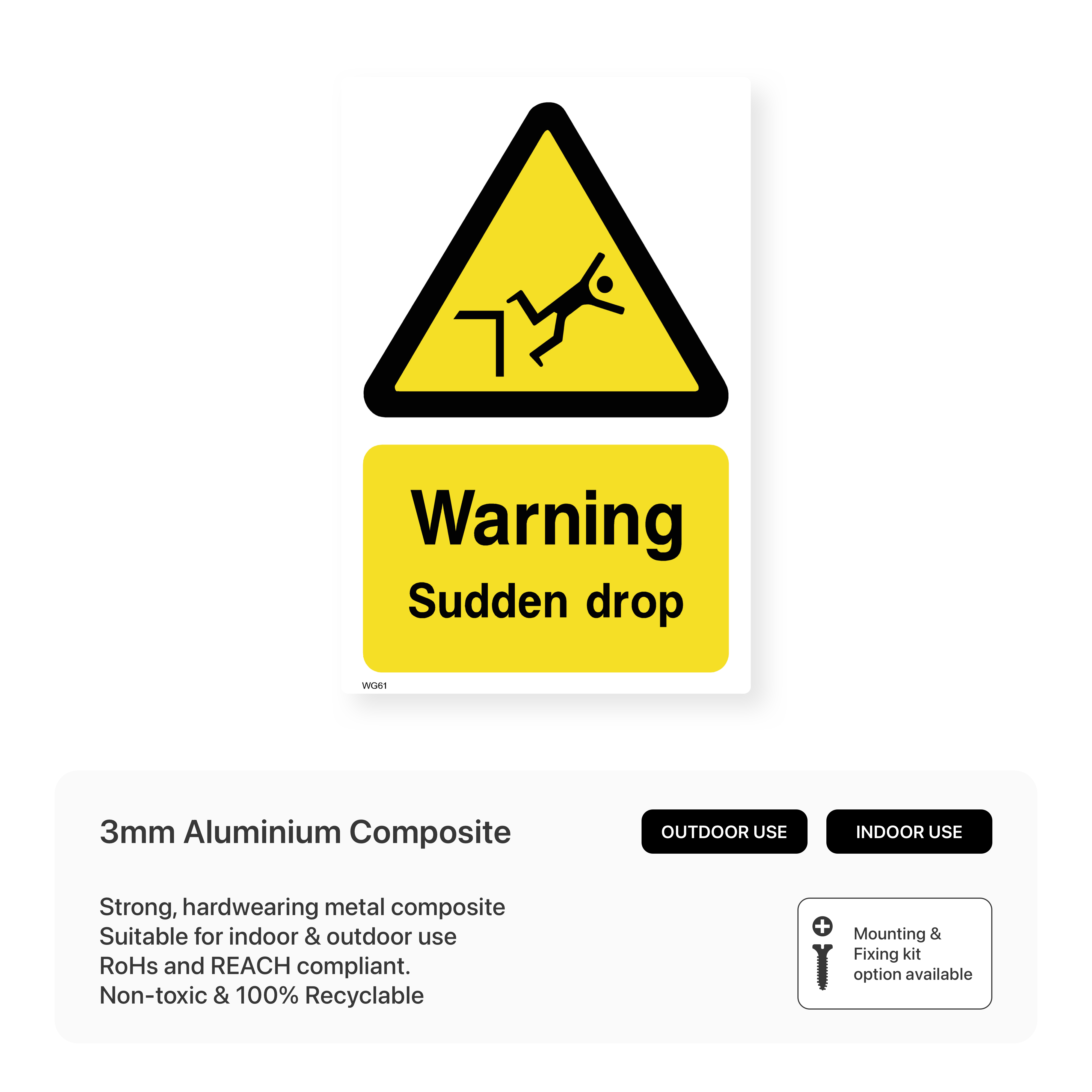 Warning Sudden Drop Sign - Prevent Falls – Safety Signs & Stickers