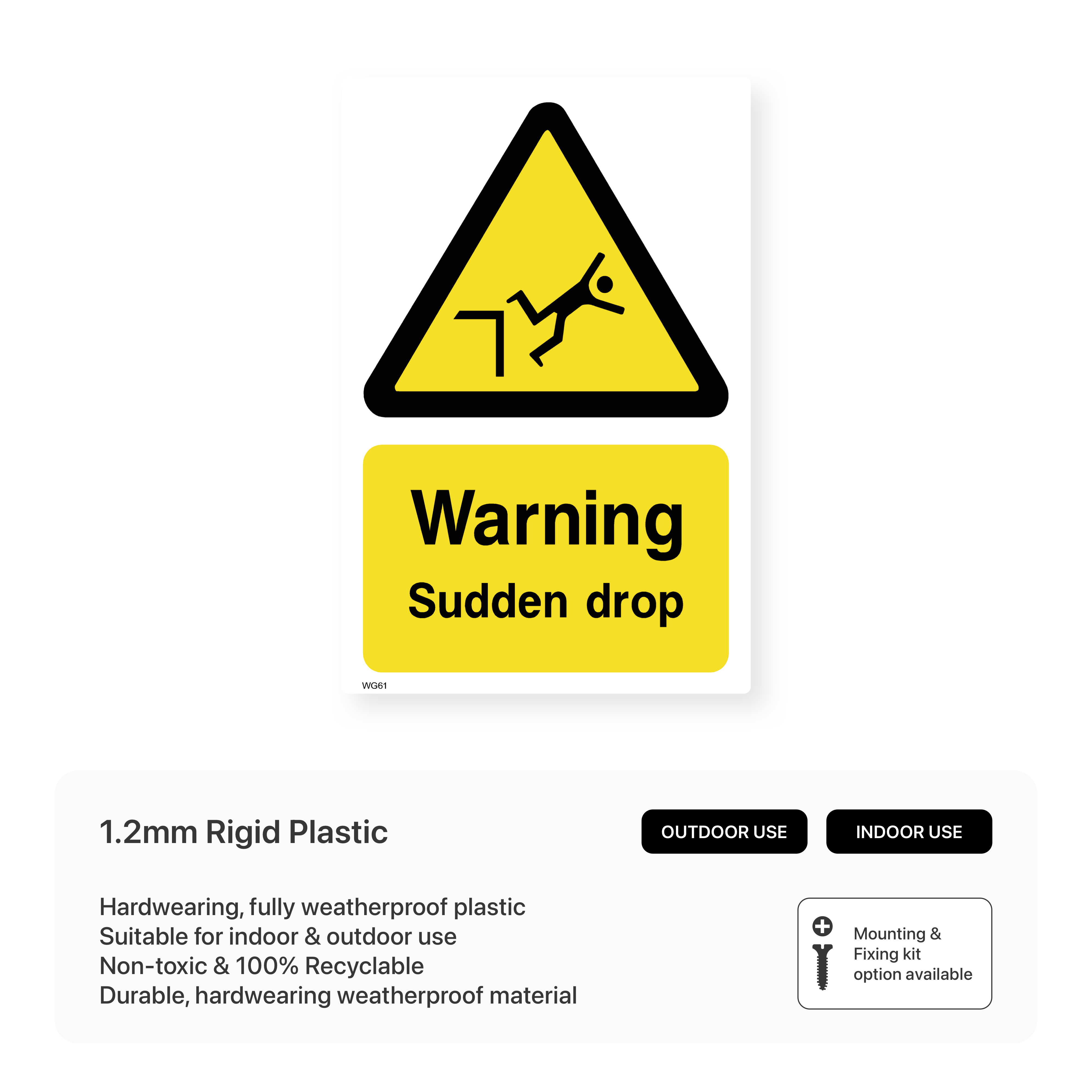 Warning Sudden Drop Sign - Prevent Falls – Safety Signs & Stickers