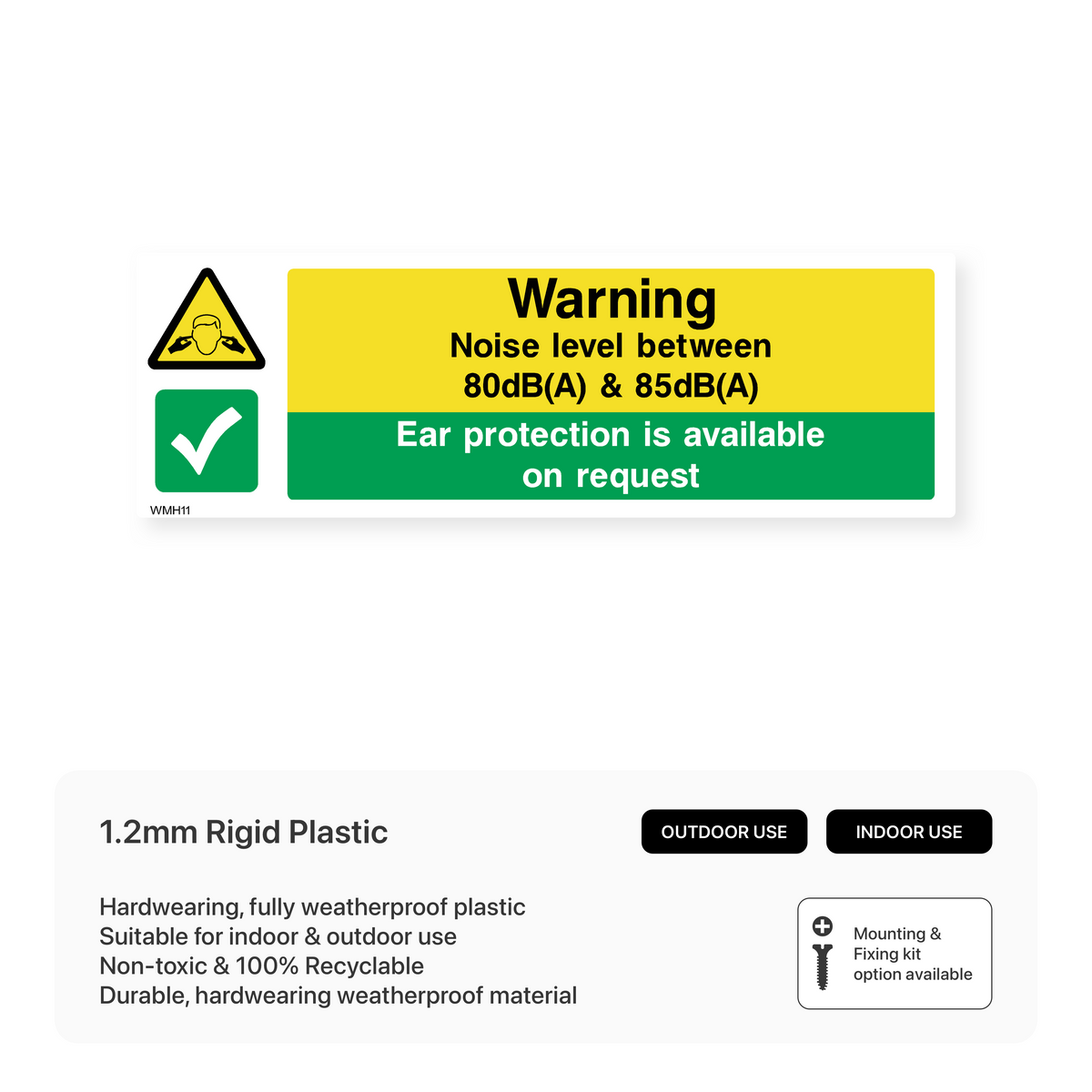 Sound Level Sign Noise Level Warning Sign - Ear Protection Available – Safety Signs ...