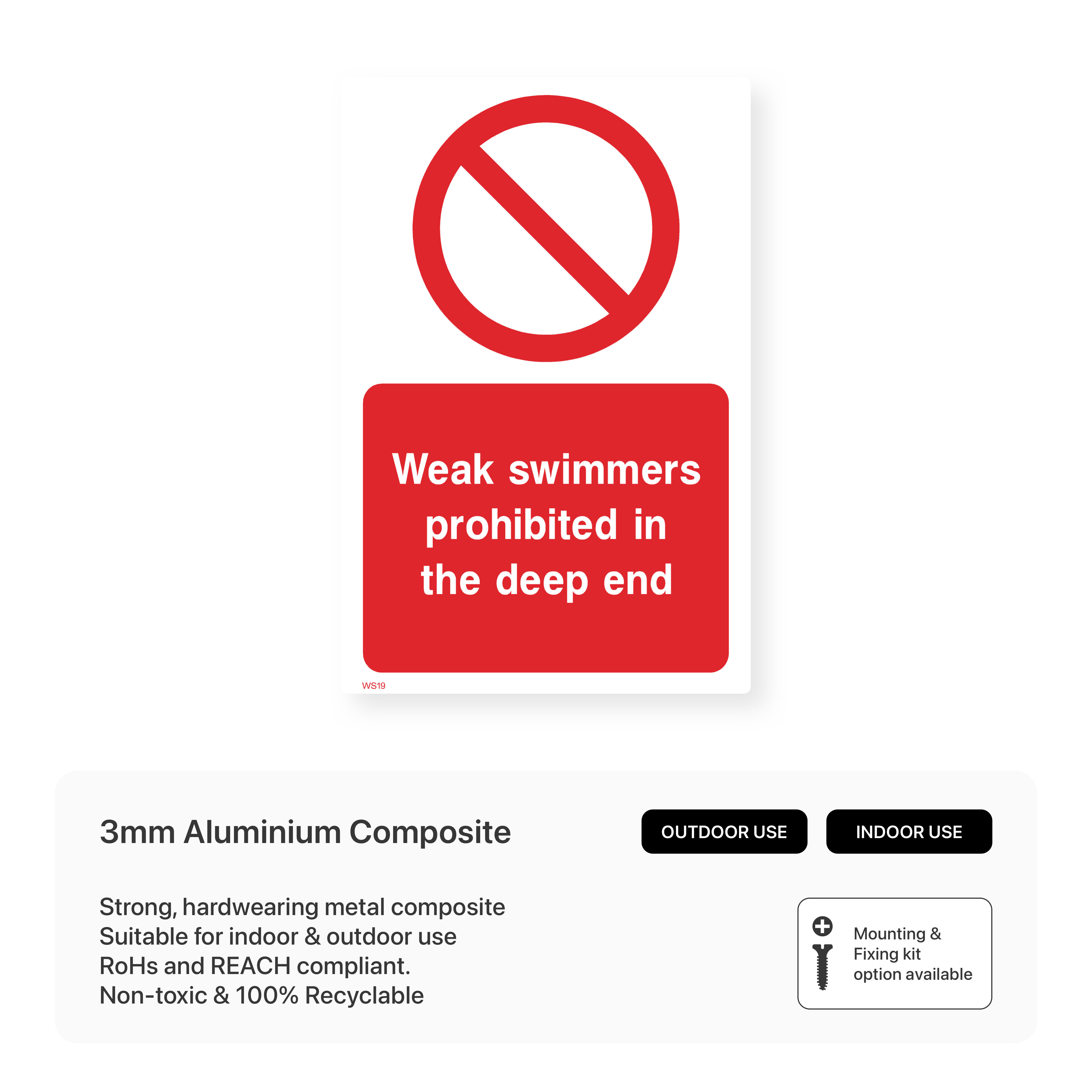 Weak Swimmers Prohibited in Deep End Safety Sign – Safety Signs & Stickers