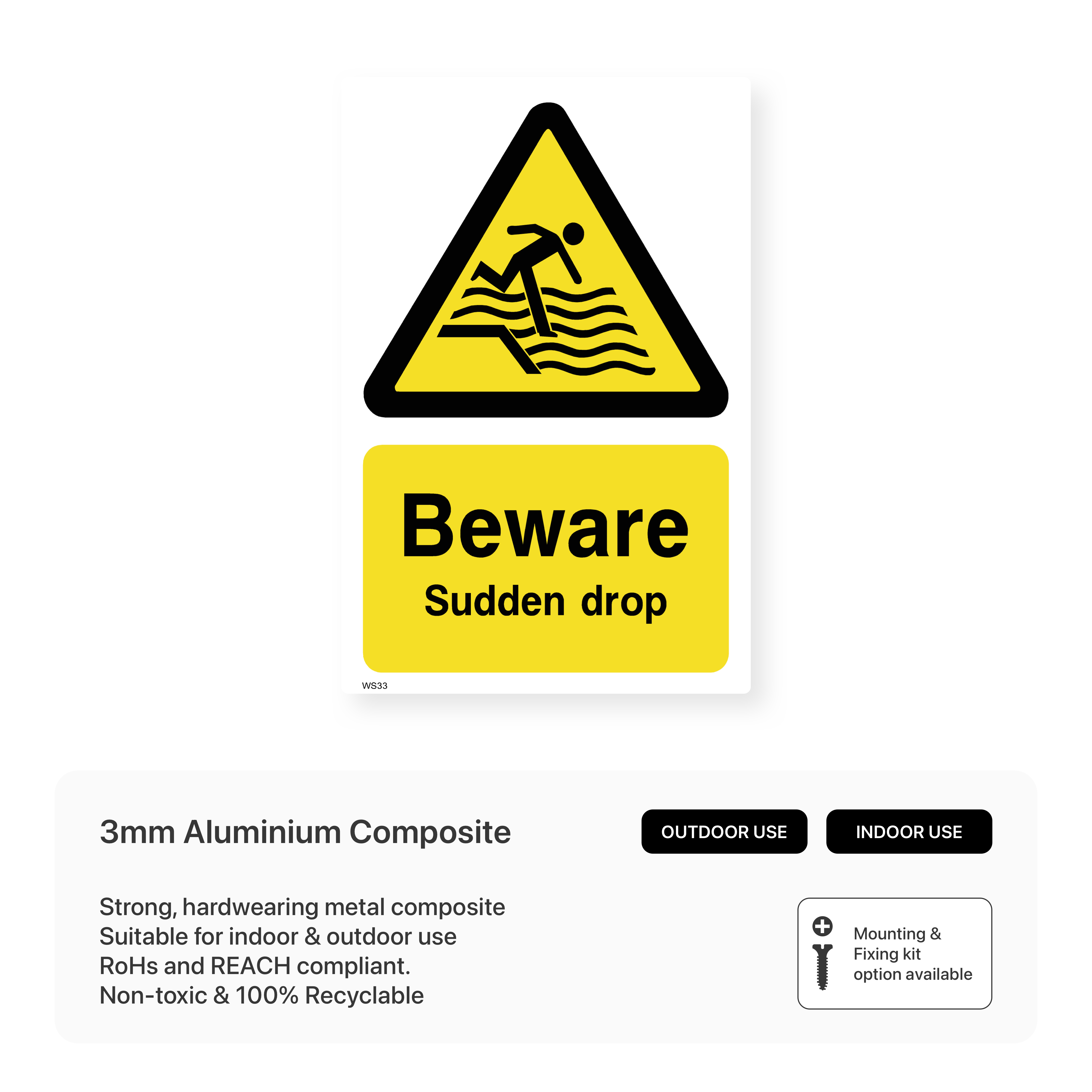Beware Sudden Drop Safety Sign – Safety Signs & Stickers